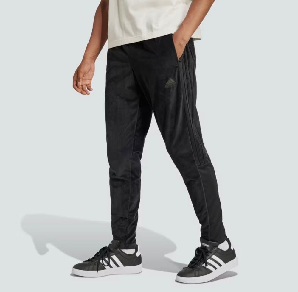 Adidas House of Tiro Recycled Polyester Black Velour Track Pants Size L NWT